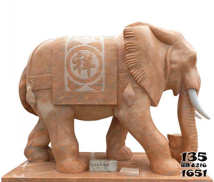 大象雕塑-壶景区黄蜡石石雕吉祥大象雕塑