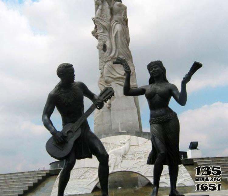 弹奏人物雕塑-广场弹吉他人物铜雕弹雕塑高清图片