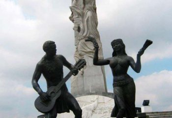 弹奏人物雕塑-广场弹吉他人物铜雕弹雕塑
