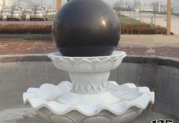 风水球雕塑-景区广场汉白玉小型风水球喷泉石雕