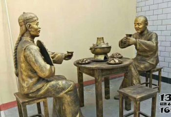 酒文化雕塑-庭院景区创意吃火锅喝酒人物景观酒文化雕塑