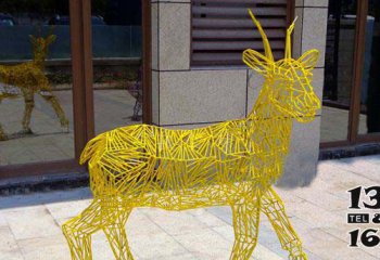 梅花鹿雕塑-公园不锈钢镂空金色梅花鹿雕塑