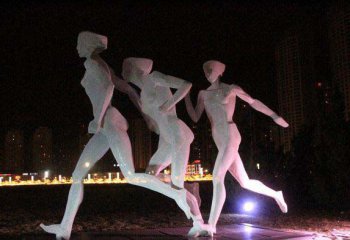 跑步雕塑-广场玻璃钢跑步的女孩雕塑