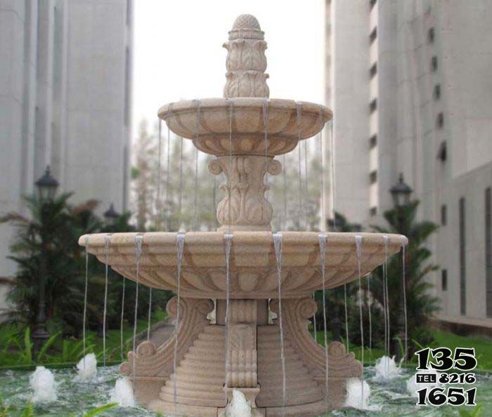 喷泉雕塑-双层喷泉流水钵摆放小区水池景观石雕