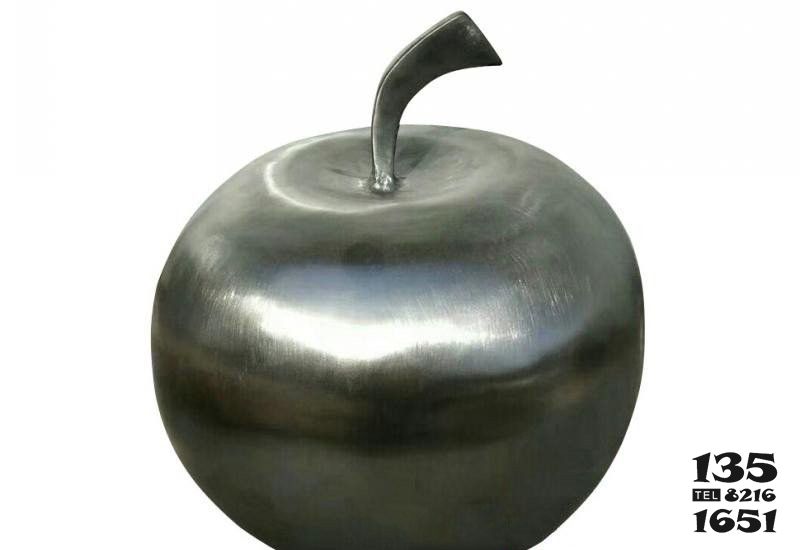 苹果雕塑-抛光不锈钢公园苹果雕塑高清图片