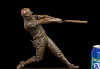 棒球雕塑-室内摆放打棒球的人物铸铜雕塑摆件