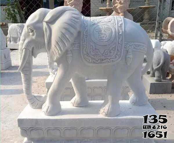 大象雕塑-户外景区大型汉白玉石雕大象雕塑高清图片