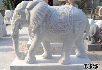 大象雕塑-户外景区大型汉白玉石雕大象雕塑