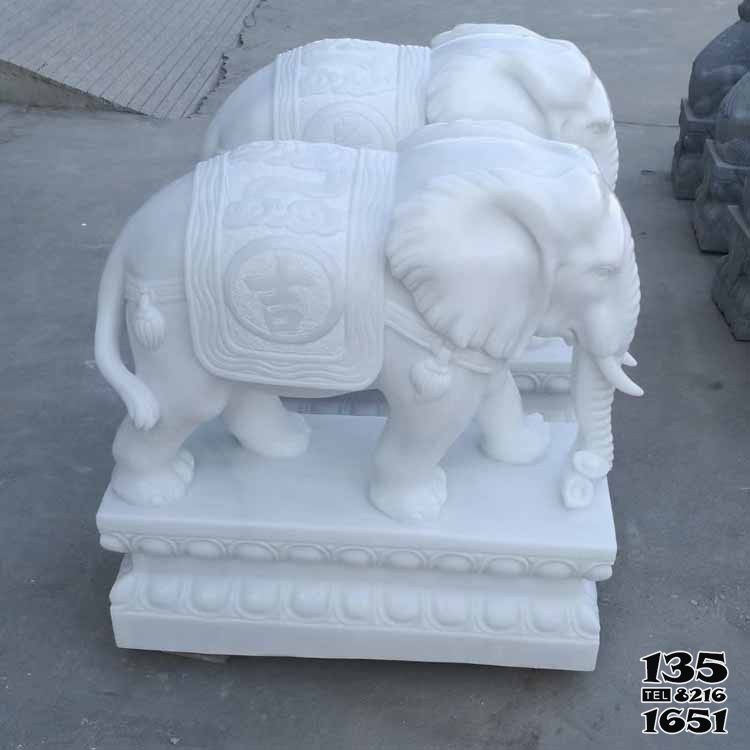 大象雕塑-别墅商厦创意摆件汉白玉石雕大象雕塑高清图片