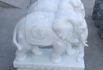 大象雕塑-别墅商厦创意摆件汉白玉石雕大象雕塑
