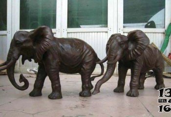 大象雕塑-庭院别墅不锈钢仿铜大象雕塑