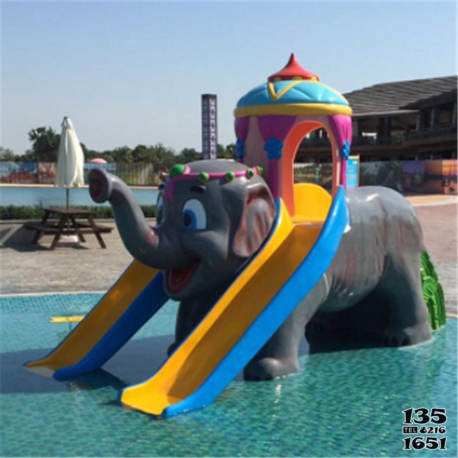 大象雕塑-游乐场创意滑梯玻璃钢大象雕塑