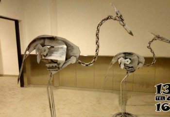 鹤雕塑-室内创意不锈钢抽象鹤雕塑