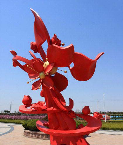 花朵雕塑-公园不锈钢花朵景观雕塑高清图片