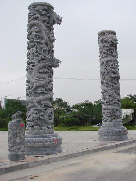 华表雕塑-大型宫殿石雕龙柱大型华表柱子雕刻高清图片