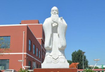 孔子雕塑-汉白玉校园教育家孔子石雕像