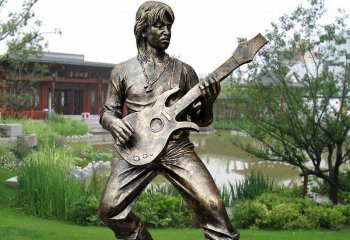 弹奏人物雕塑-弹吉他的人物铜雕弹雕塑
