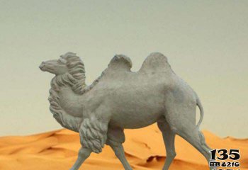 骆驼雕塑-广场摆放的双峰汉白玉石雕创意骆驼雕塑