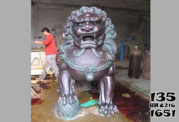 狮子雕塑-不锈钢大型仿真动物镇宅铜雕狮子雕塑