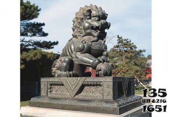 狮子雕塑-公园景区户外大型仿真动物青石石雕狮子雕塑