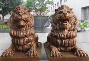 狮子雕塑-大型仿真动物户外园林景观玻璃钢狮子雕塑