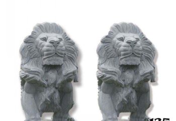 狮子雕塑-陵园大型仿真辟邪大理石狮子雕塑