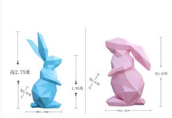 兔子雕塑-广场两只抽象玻璃钢兔子雕塑