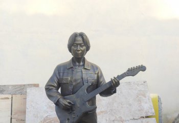 弹奏人物雕塑-广场户外弹吉他人物铜雕弹雕塑