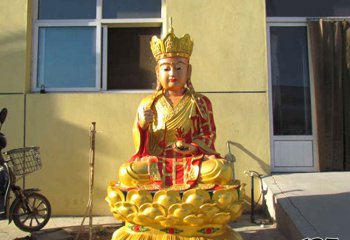 地藏王雕塑-寺庙大型不锈钢喷金烤漆菩萨地藏王雕塑