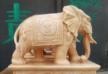 大象雕塑-庭院晚霞红石雕浮雕吉祥大象雕塑