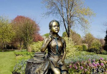 读书雕塑-草坪园林创意玻璃钢仿铜读书雕塑