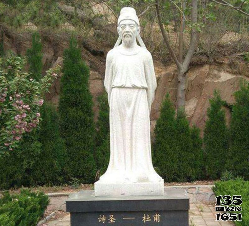 杜甫雕塑-大理石校园古代诗人杜甫雕像高清图片