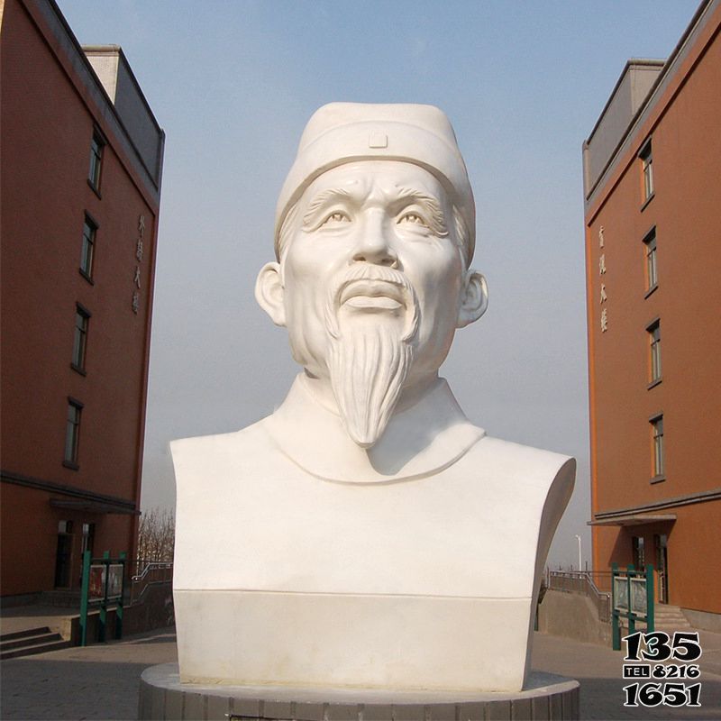 杜甫石雕像-学校校园历史名人唐代著名诗人杜甫石雕头像高清图片