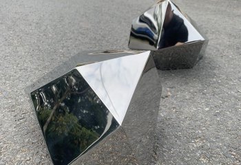 鹅卵石雕塑-不锈钢镜面几何户外公园鹅卵石雕塑
