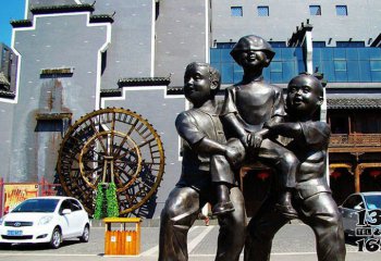 儿童雕塑-儿童小品人物铜雕街道儿童雕塑