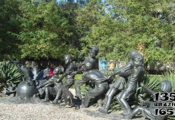 儿童雕塑-公园护士铜雕拔萝卜的儿童雕塑