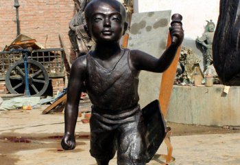 儿童雕塑-公园铜雕 行走的儿童雕塑