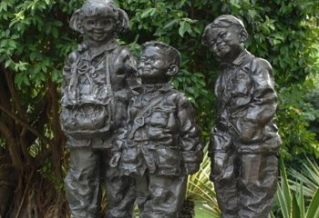 儿童雕塑-公园铜雕放学回家的儿童雕塑