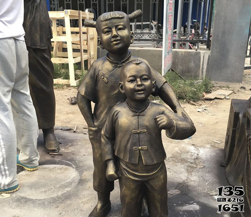 儿童雕塑-古代铜雕可爱童趣儿童雕塑高清图片