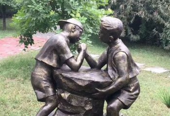 儿童雕塑-户外草坪掰手腕儿童雕塑