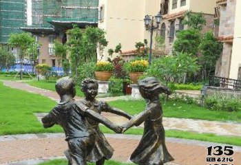 儿童雕塑-小区铜雕儿童玩游戏人物景观儿童雕塑