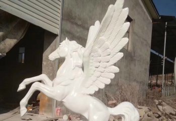 飞马雕塑-公园里摆放的起飞的汉白玉石雕创意飞马雕塑