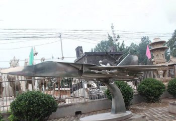飞机雕塑-公园路边创意不锈钢飞行的飞机雕塑