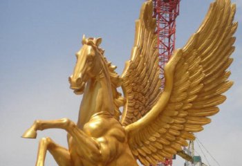 飞马雕塑-广场上摆放的站立的歪着头的玻璃钢创意飞马雕塑