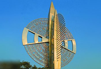 风车雕塑-花园学院广场镂空锻造不锈钢风车雕塑