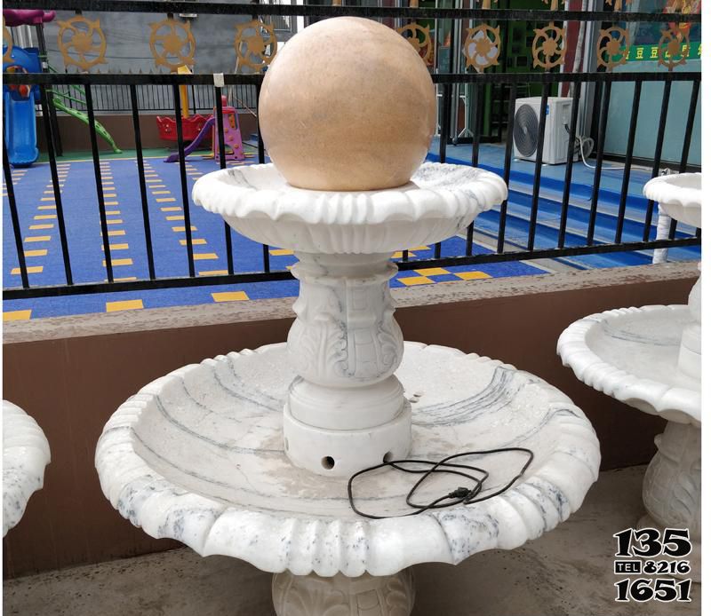 风水球雕塑-城市花园广场汉白玉小型风水球雕塑