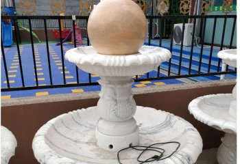 风水球雕塑-城市花园广场汉白玉小型风水球雕塑