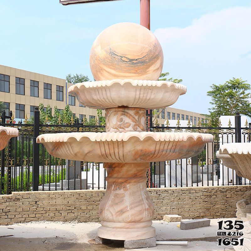 风水球雕塑-景区广场大理石风水球喷泉雕塑高清图片