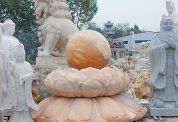 风水球雕塑-景区广场摆放晚霞红八卦风水球雕塑