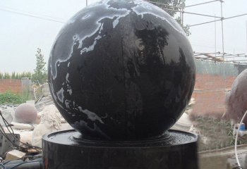 风水球雕塑-商业广场摆放大型中国黑风水球石雕
